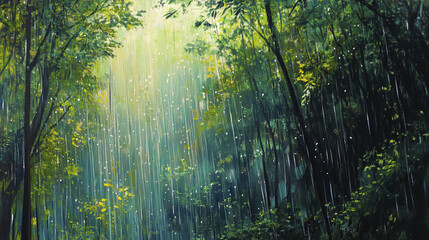 Fototapeta premium dense rainforest alive with gentle sounds and vibrant greenery