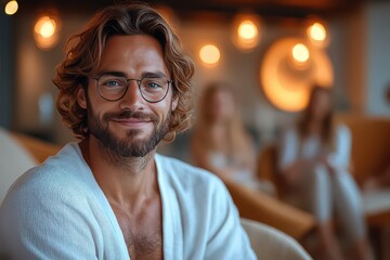 Obraz premium Relaxed Therapist in Group Therapy Session Setting