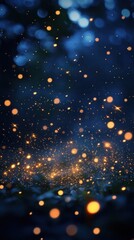 Fototapeta premium Magical night sky background with shimmering glitter twinkling lights and blurred ethereal particles Stunning digital with a festive celebratory atmosphere perfect for holiday new year