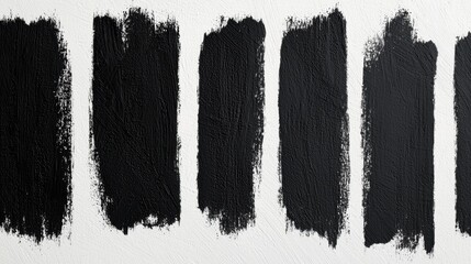 Black Vertical Paint Strokes on Canvas Surface