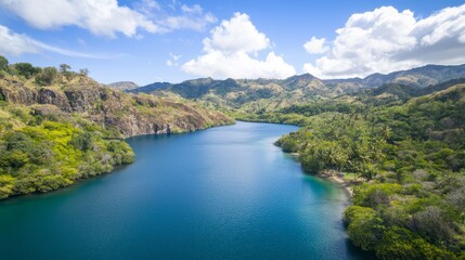 Serene Alpine Lake: Pristine Waters Encircled by Majestic Mountains and Verdant Scenery