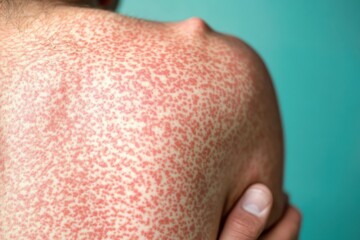 Unique skin condition reveals a colorful pattern on back, showcasing a blend of art and biology in a close-up view