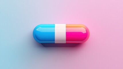 Colorful Capsule on a Soft Background for Health and Medicine Use