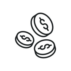 Coins thin line icons. Editable stroke and Perfect pixel on transparent background