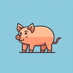 Obraz premium Charming Line Art Pig: A Simple, Cheerful Illustration