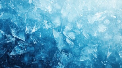 Obraz premium Intricate Blue Frozen Ice Crystals Forming Beautiful Abstract Fractured Pattern on a Chilly Winter Background Delicate