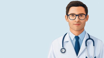 Fototapeta premium Professional Male Doctor Portrait with Glasses and Stethoscope