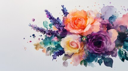 Fototapeta premium Watercolor Floral Arrangement in Pastel Tones