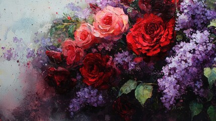 Colorful Watercolor Floral Arrangement in Textured Style