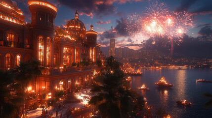 fireworks over the city