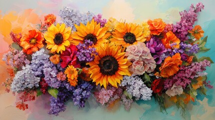 Obraz premium Vibrant Watercolor Floral Bouquet Design