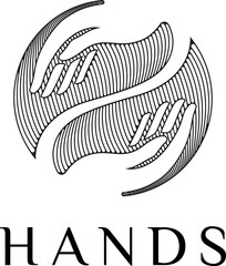 Silhouette black line art hand logo design