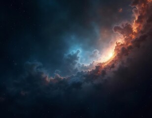 Fototapeta premium Cosmic Nebula: A Celestial Tapestry of Orange and Blue