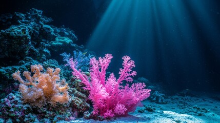 Obraz premium Eco-Friendly Marine Conservation: Halting Deep-Sea Mining to Nurture Spectacular Coral Reefs in Vibrant Hues for Future Generations
