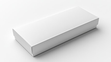 Blank white rectangular cardboard box isolated on white background.