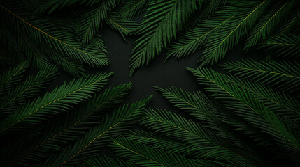 Dark Green Tropical Palm Leaves Frame 