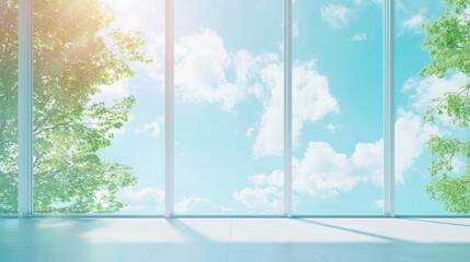 Harmonious Integration of AI Tinted Windows in Serene Living Spaces Capturing Perfect Natural Light Balance with Cloud Movement