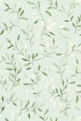 Fototapeta premium Delicate Leaf Patterns on Pastel Green: A Harmonious Nature-Inspired Design for Serene Spaces