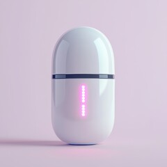 Modern sleek wireless earbud case on soft pastel background