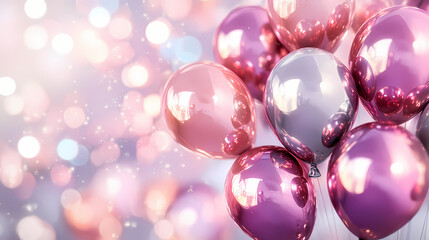 Glossy metallic balloons create elegant highlights on white ai generative.. Starshade. Illustration