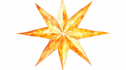Hand-drawn yellow star illustration on a white isolated background for creative designs and presentations. Starshade. Illustration