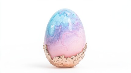 Colorful marble egg with gold foil accents
