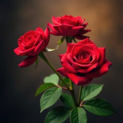 Bright red roses, vibrant, close-up, blurred background , bright red, summer flowers