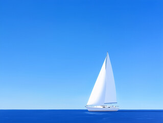 Obraz premium White Sailboat Sailing the Open Sea: Freedom and Wind