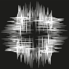 Soundwave graphic design. Abstract audio shapes. Vector lines symbol. Black waveform art.