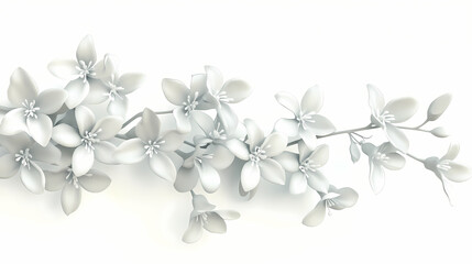 A realistic stephanotis with small white, starshaped flowers, isolated on a white background. Starshade. Illustration