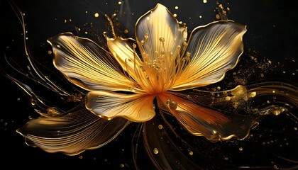 Abstract background with gold flowers