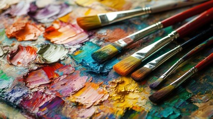 Obraz premium Painterly Palette with Brushes