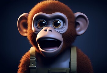 image illustration square monkey background cartoon black 3d