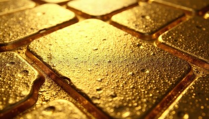 Luxurious gold surface, recessed area creates depth and shimmer, elegant, design