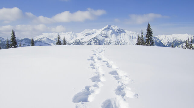 Winter snow footprints 