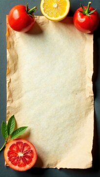 Paper blocknote with notes on food ingredients, ingredients, notebook