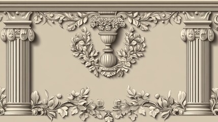 Obraz premium Ornate columns, floral carvings, elegant design.