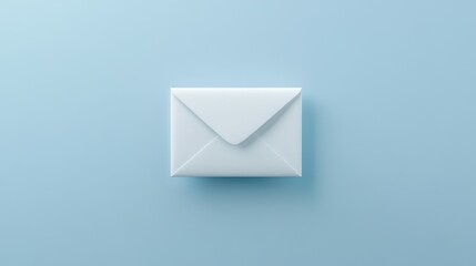 Minimalist white envelope on light blue background for elegant correspondence themes