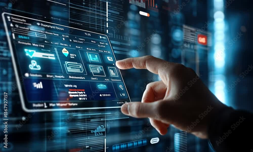 Poster interactive digital dashboard interface futuristic technology smart screen display system