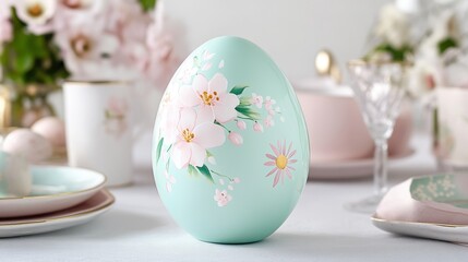 Elegant floral egg decoration for spring table setting