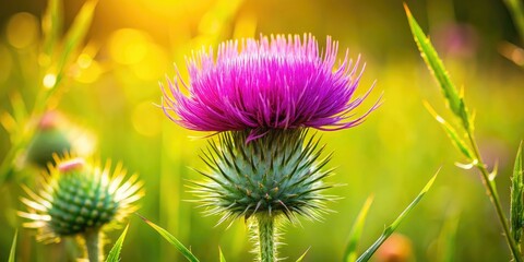 A detailed macro close-up reveals a wildflower's intricate beauty, blurred background highlighting its floral texture.
