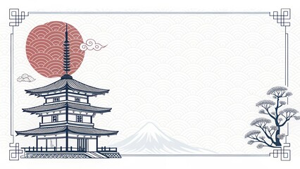 a sketch illustration Japanese pattern background