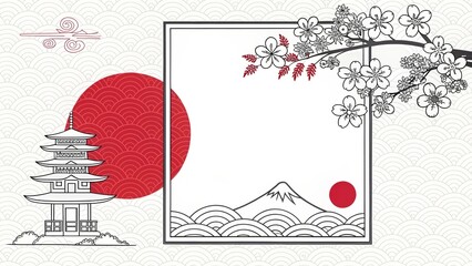a sketch illustration Japanese pattern background