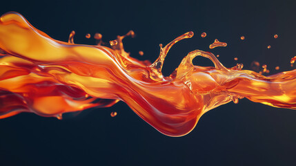Abstract 3D Flowing Liquid-Like Wave Textures in Red, Orange, and Gold Gradient background wallpaper