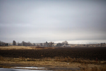 farming landscape during a snowy winter