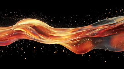 Abstract 3D Flowing Liquid-Like Wave Textures in Red, Orange, and Gold Gradient background wallpaper