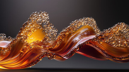 Abstract 3D Flowing Liquid-Like Wave Textures in Red, Orange, and Gold Gradient background wallpaper