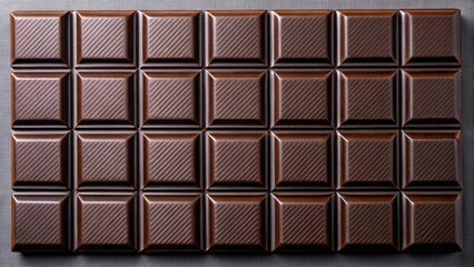 Fototapeta premium Close up of a delicious dark chocolate bar , cocoa, sweet, dessert, indulgent, decadent, tasty, treat, confectionery