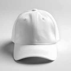 A plain white baseball cap with a smooth texture, perfect for branding, fashion, or promotional use. generative ai