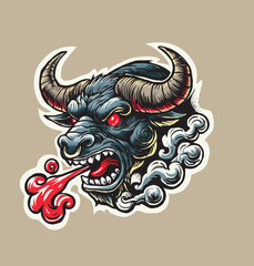 Bull Mascot logo drawing style 
